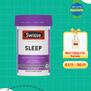Viên uống SWISSE Ultiboost Sleep Hỗ trợ giấc ngủ, giúp giảm căng thẳng thần kinh (Hộp 60 viên)