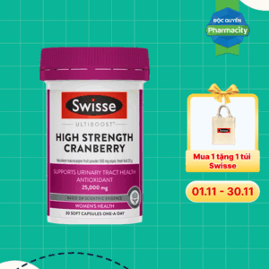 Viên uống Swisse Ultiboost High Strength Cranberry hỗ trợ tiết niệu (Hộp 30 viên)
