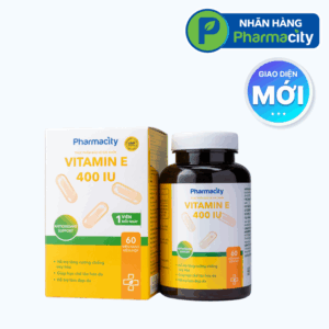 Viên uống Pharmacity Vitamin E 400IU hỗ trợ tăng cường chống oxy hóa, làm đẹp da (Chai 60 viên)
