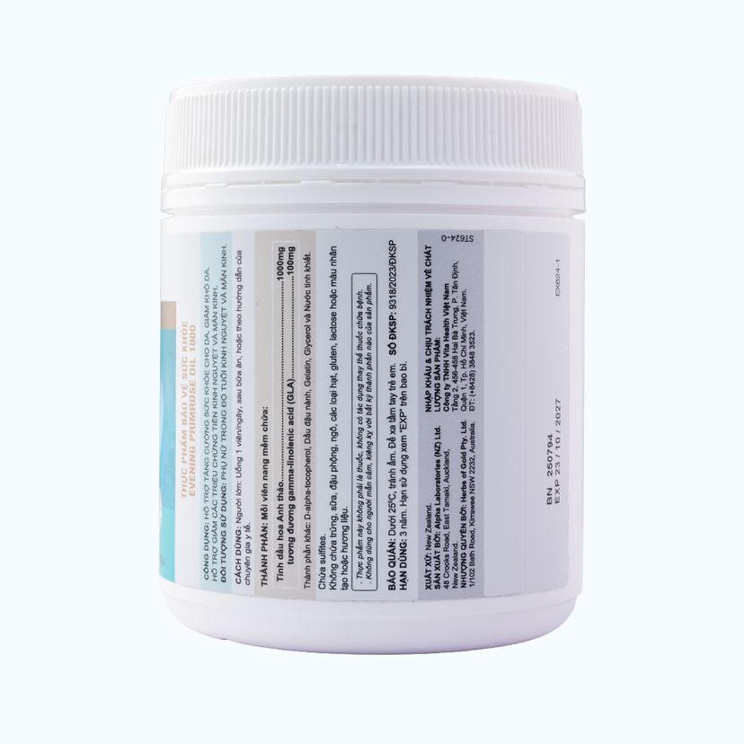 Thực phẩm bảo vệ sức khỏe Herbs of Gold Evening Primrose Oil 1000 (200 viên)