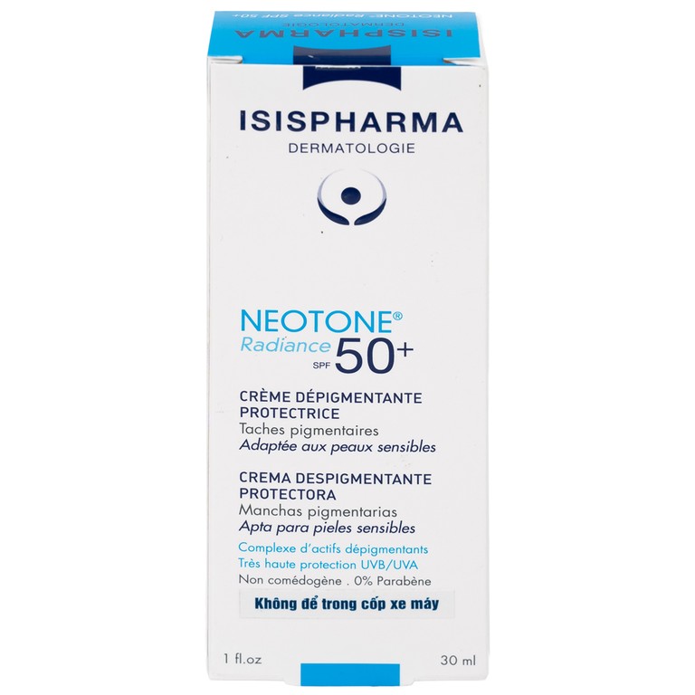 Kem chống nắng Isis Neotone Radiance SPF 50+ hỗ trợ mờ nám, làm trắng da (30ml)