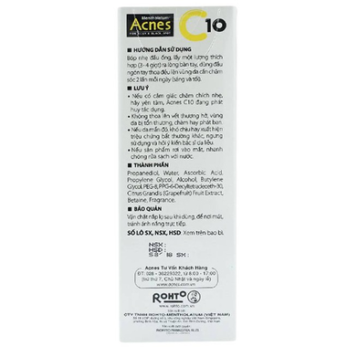 Serum Acnes C10 hỗ trợ điều trị sẹo và vết thâm do mụn (Chai 15ml)
