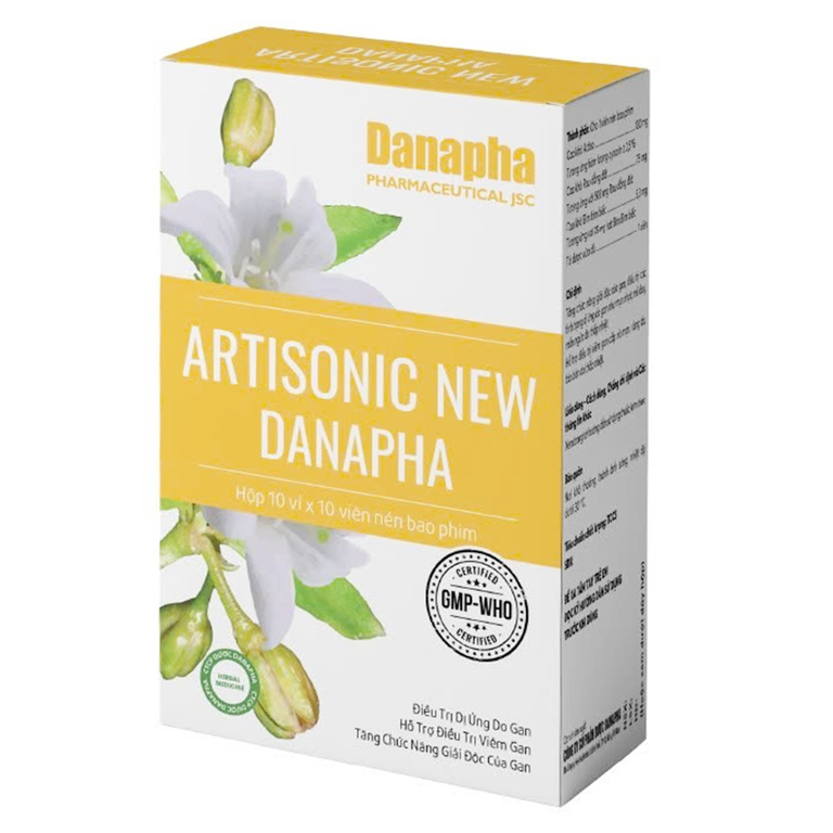 Viên nén New Artisonic Danapha tăng chức năng giải độc gan, điều trị dị ứng, viêm gan (10 vỉ x 10 viên)