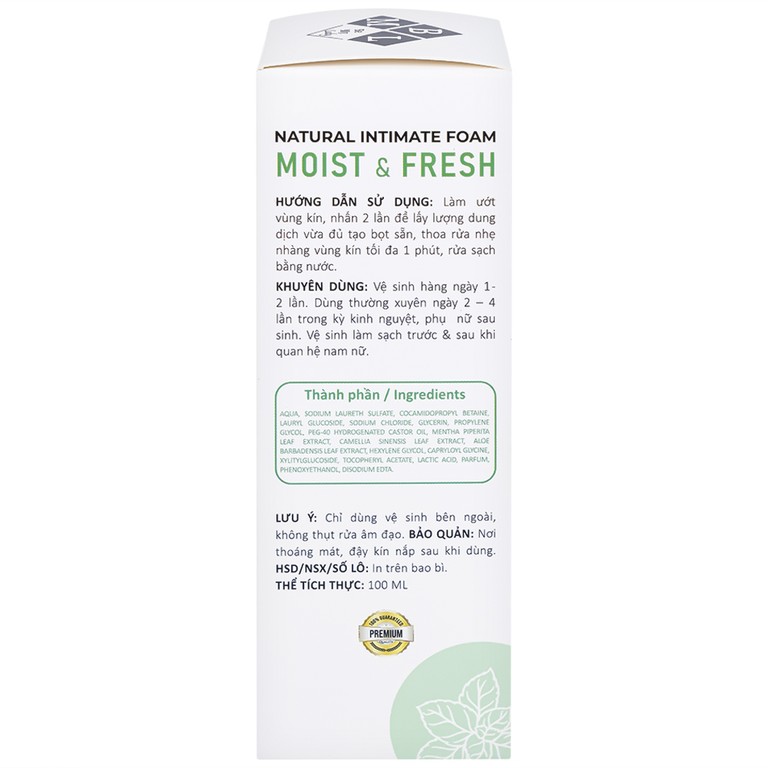 Dung dịch vệ sinh phụ nữ dạng bọt Daily Lady Moist và Fresh khử khuẩn khử mùi (100ml)