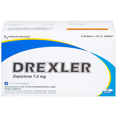 Thuốc Drexler 7,5mg Davipharm điều trị ngắn hạn chứng mất ngủ (6 vỉ x 10 viên)