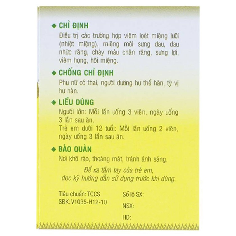 Thuốc Nhiệt Miệng PV điều trị viêm loét miệng lưỡi, miệng môi sưng đau (100 viên)