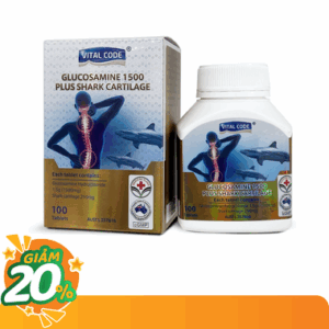 Viên uống Glucosamine 1500 Plus Shark Cartilage Vital Code hỗ trợ duy trì sức khoẻ và chức năng khớp (Hộp 100 viên)