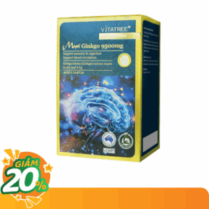 Viên uống Maxi Ginkgo 9500mg Vitatree hỗ trợ tăng cường tuần hoàn máu não (Hộp 60 viên)