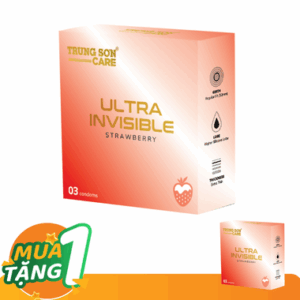 Bao cao su Ultra Invisible (dâu) Trung Sơn Care (Hộp 3 cái)