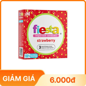 Bao Cao Su Fiesta Strawberry (53mm) – Rãnh Gân Hương Dâu (Hộp 3 Cái)
