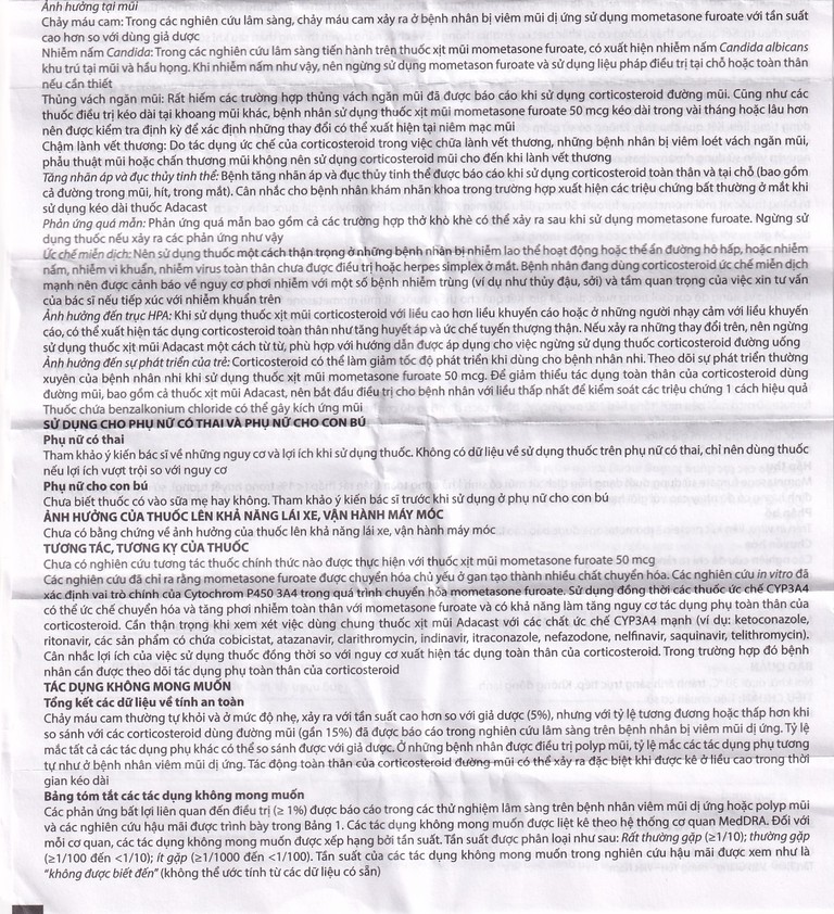 Thuốc xịt mũi Adacast Meraplion điều trị viêm mũi dị ứng, sung huyết và mất mùi, viêm mũi xoang (60 liều)