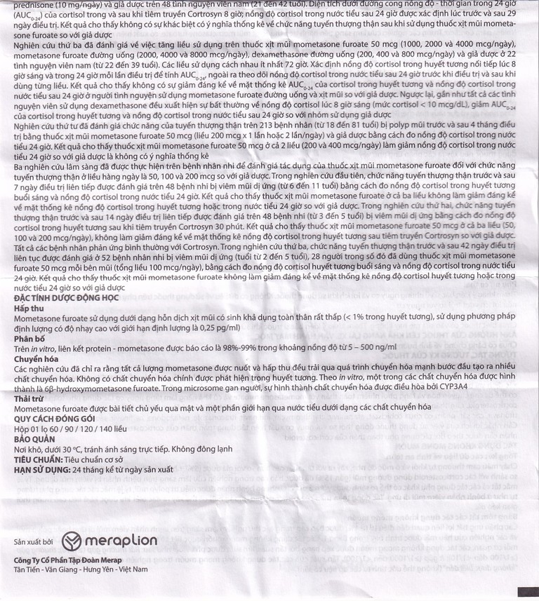 Thuốc xịt mũi Adacast Meraplion điều trị viêm mũi dị ứng, sung huyết và mất mùi, viêm mũi xoang (60 liều)