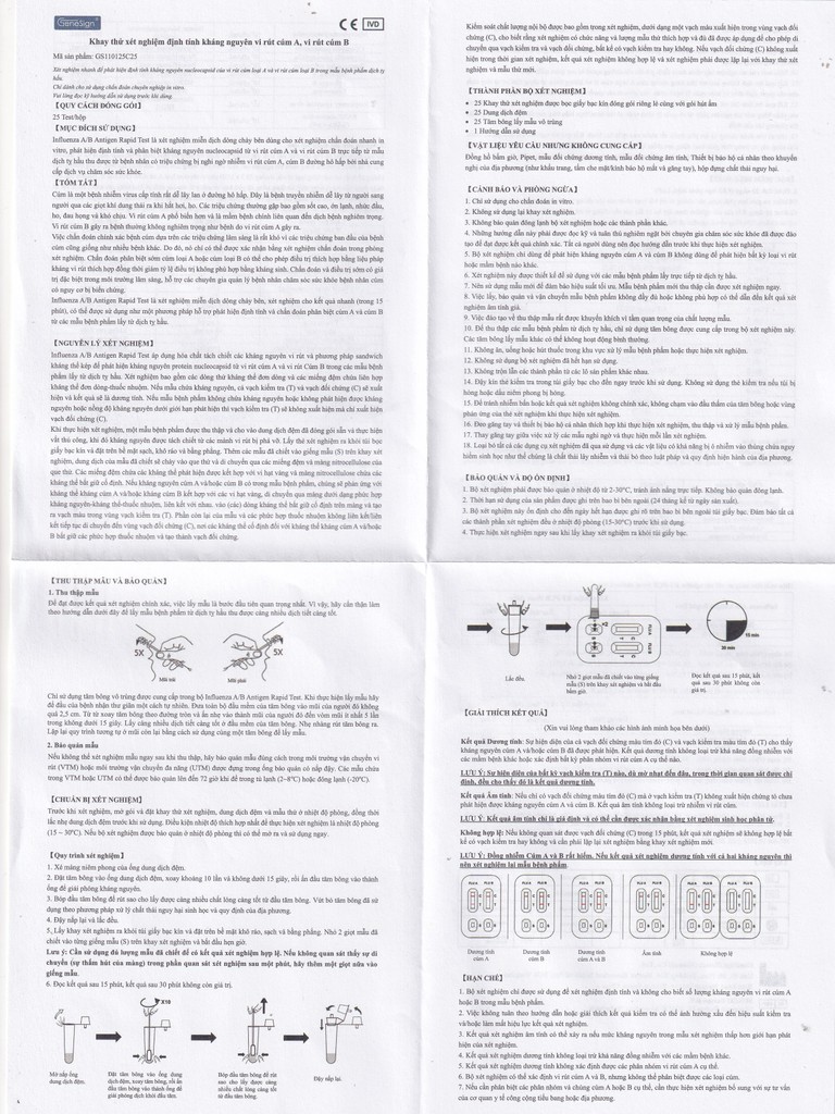Kit Test Cúm A/B Genesign Hộp 25 kít