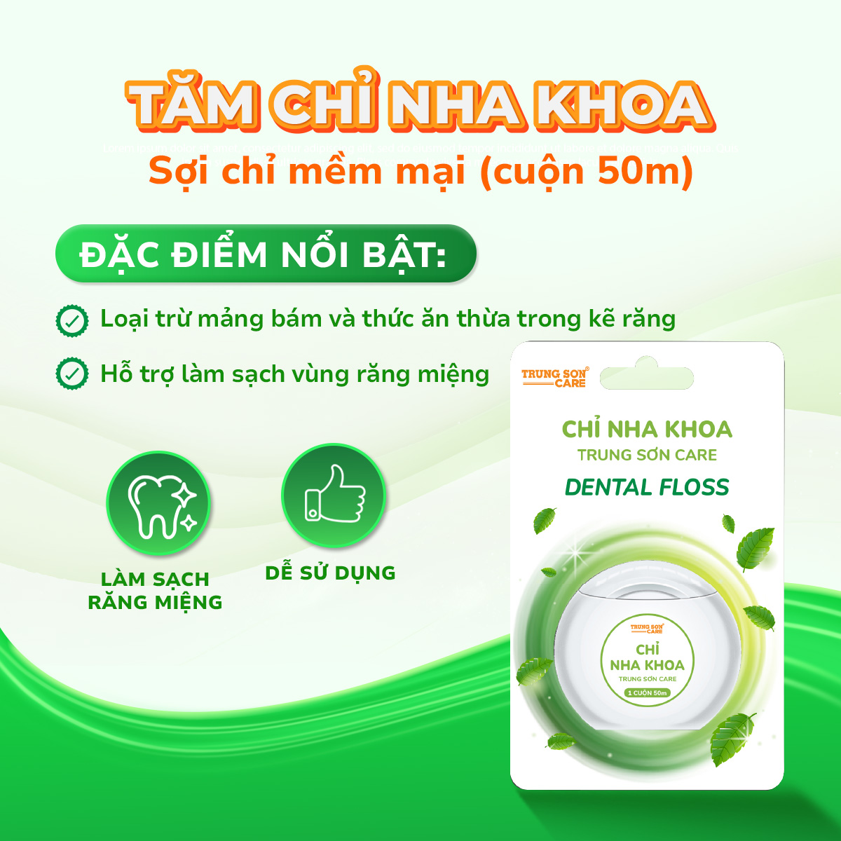 Chỉ nha khoa Trung Sơn Care (Cuộn 50m)