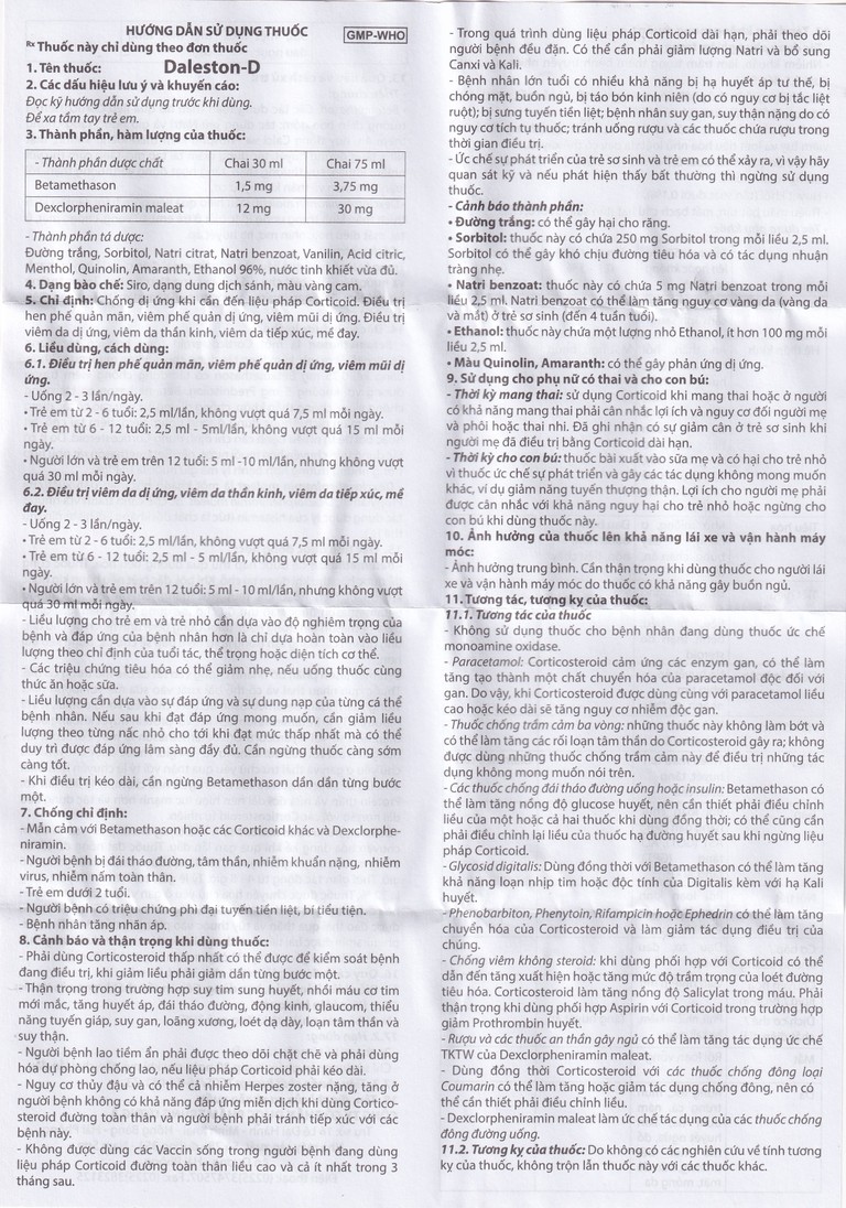 Siro Daleston-D TW3 chống dị ứng, chống viêm (30ml)