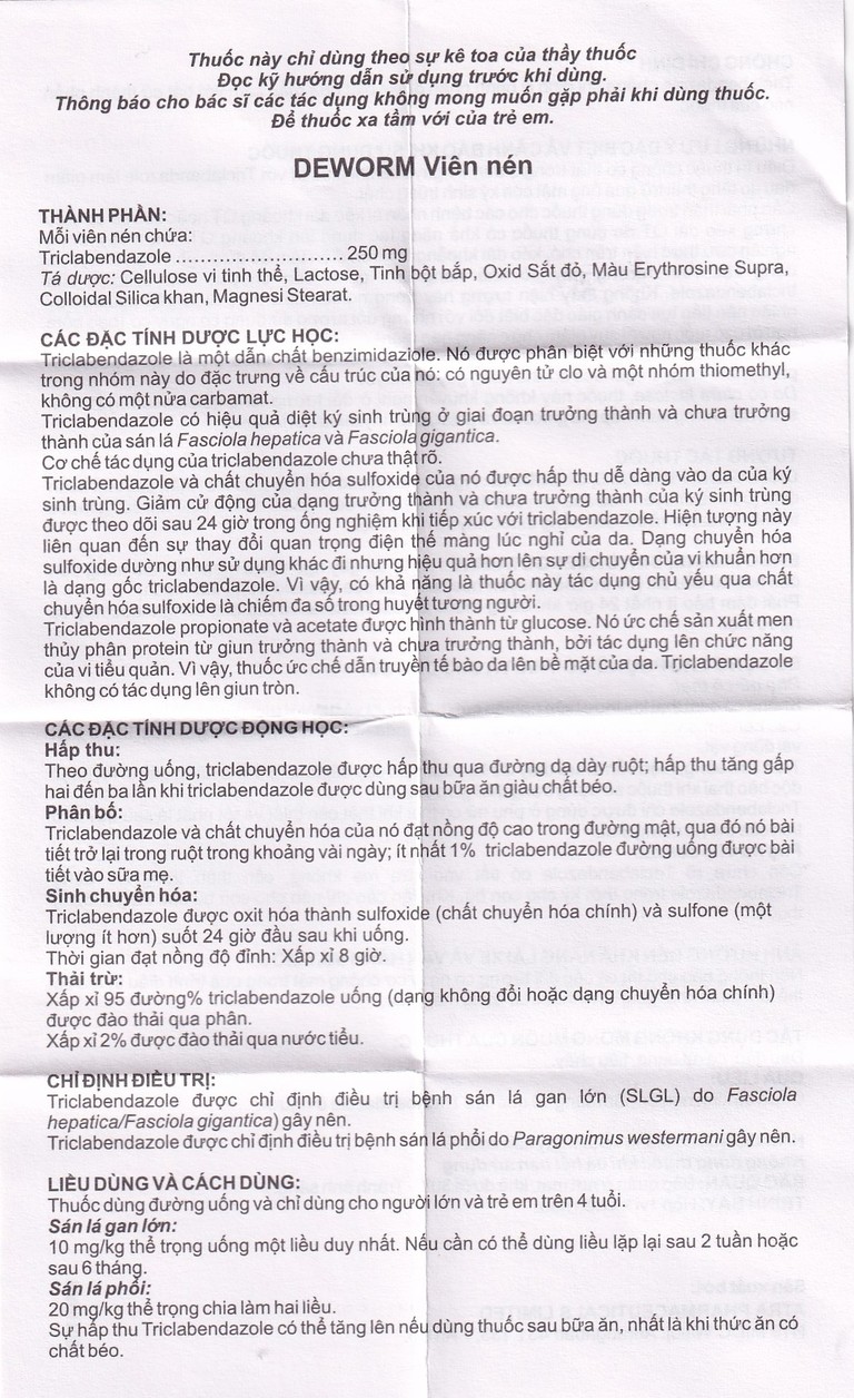 Thuốc Deworm AtraZeneca điều trị bệnh sán lá gan lớn, sán lá phổi (4 viên)