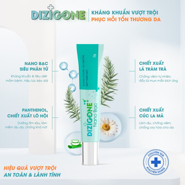 Kem Dizigone Nano Bạc kháng khuẩn, tái tạo da và mờ thâm sẹo (25g)