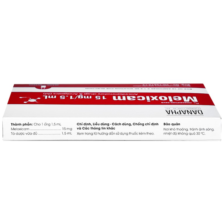 Dung dịch tiêm Meloxicam 15mg/1.5ml Danapha điều trị đau viêm xương khớp (10 ống)