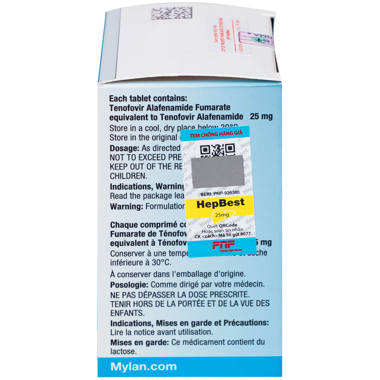 Thuốc Hepbest 25mg điều trị nhiễm virus viêm gan B mạn tính (30 viên)