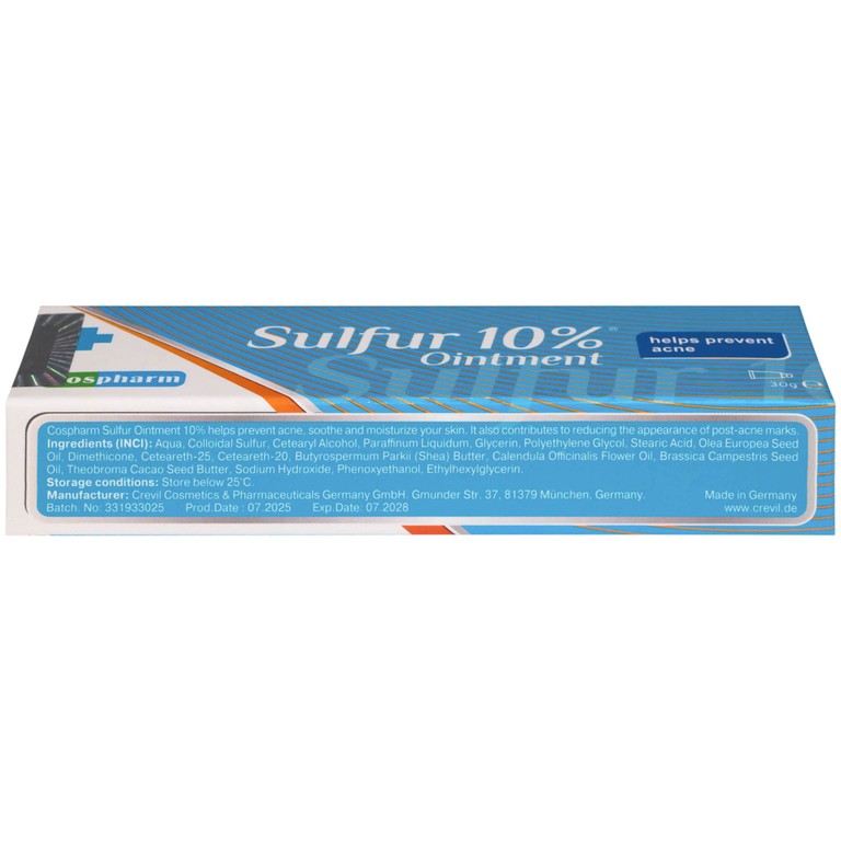 Kem bôi Sulfur 10% Ointment Cospharm hỗ trợ cải thiện tình trạng mụn và giảm viêm sưng (30g)