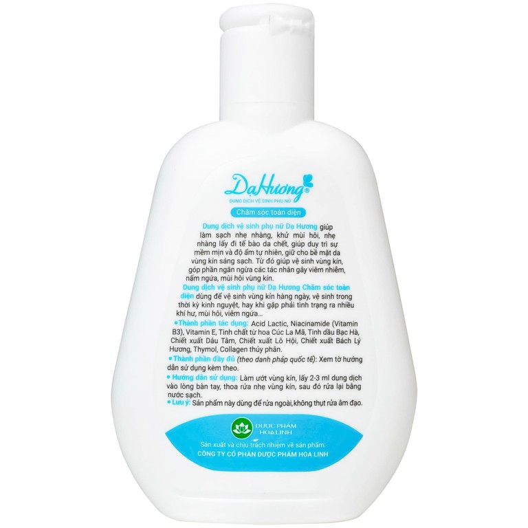 Dung dịch vệ sinh phụ nữ Dạ Hương Xanh Lô Hội giúp làm sạch nhẹ nhàng, khử mùi hôi (100ml)