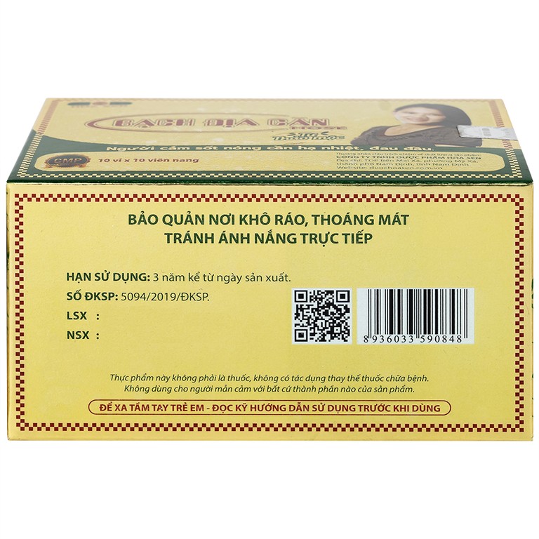 Viên uống Bạch Địa Căn Hose Hoa Sen dùng cho người cảm sốt nóng cần hạ nhiệt, đau đầu (10 vỉ x 10 viên)