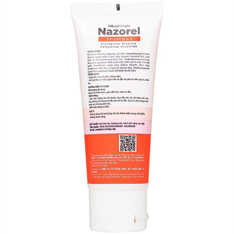Dầu gội trị gàu Nazorel 50ml hỗ trợ điều trị mẩn ngứa da đầu do gàu và nấm, viêm da