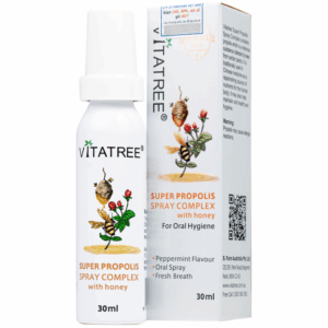 Xịt keo ong Vitatree Super Propolis Spray Complex With Honey hỗ trợ chống oxy hóa, giảm đau rát họng (30ml)