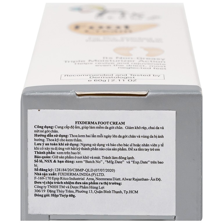 Kem bôi Fixderma Foot Cream dưỡng ẩm, làm mềm gót chân (60g)