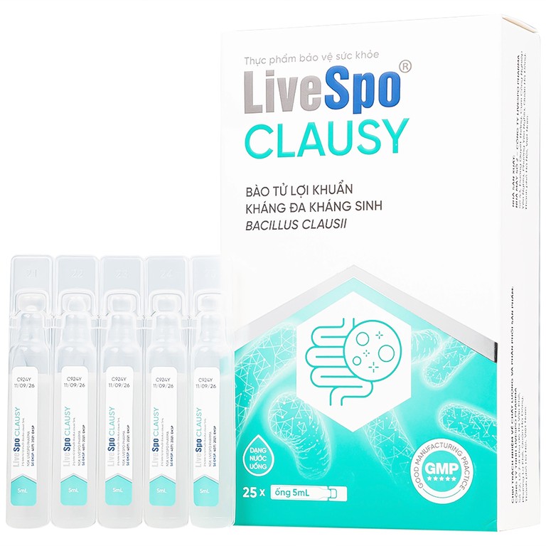 Dung dịch LiveSpo Clausy bổ sung lợi khuẩn, giúp cân bằng hệ vi sinh đường ruột (25 ống x 5ml)