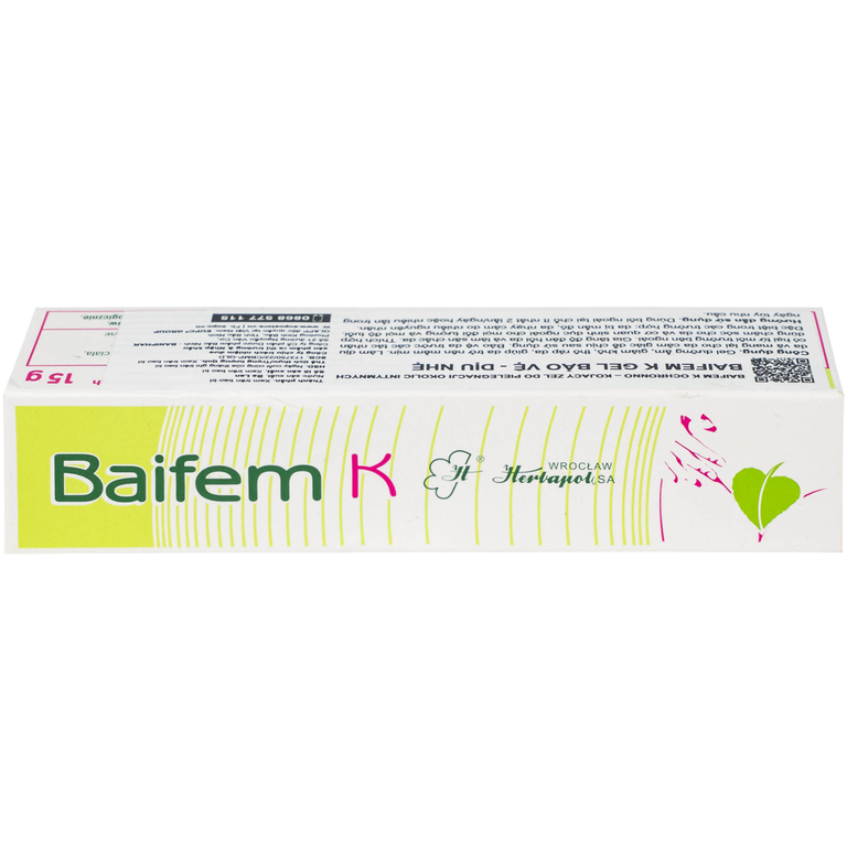 Gel thảo dược Baifem K Herbapol làm dịu nhẹ, giảm cảm giác khó chịu do ngứa, kích ứng, mẩn đỏ da (15g)