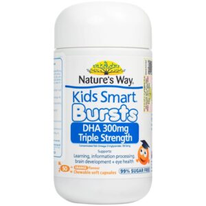 Viên nhai Nature's Way Kids Smart Bursts DHA 300mg Triple Strength hỗ trợ phát triển não bộ (50 viên)