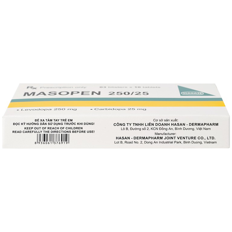 Thuốc Masopen 250/25 Hasan điều trị triệu chứng bệnh parkinson (3 vỉ x 10 viên)