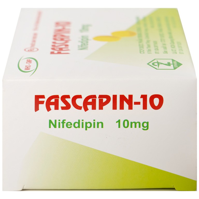 Thuốc Fascapin-10 Nifedipin Trung Ương 2 dự phòng đau thắt ngực, cao huyết áp (10 vỉ x 10 viên)