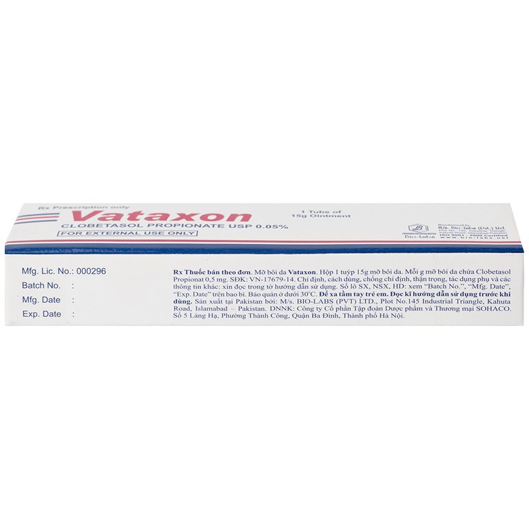Thuốc mỡ bôi da Vataxon 15g M/s Bio-Labs điều trị ngắn ngày các bệnh da