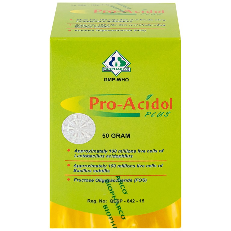 Thuốc Pro-Acidol Plus 50g Biopharco điều trị rối loạn tiêu hóa, viêm ruột, tiêu chảy, táo bón