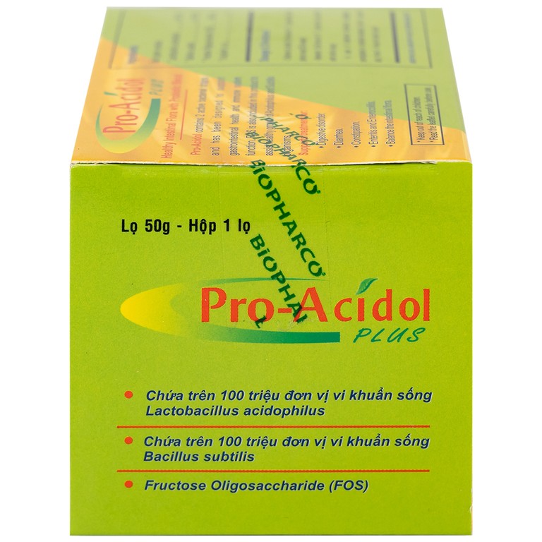 Thuốc Pro-Acidol Plus 50g Biopharco điều trị rối loạn tiêu hóa, viêm ruột, tiêu chảy, táo bón