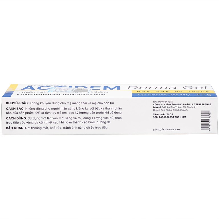 Gel Actidem Derma giúp ngăn ngừa mụn, làm mờ vết thâm (40g)