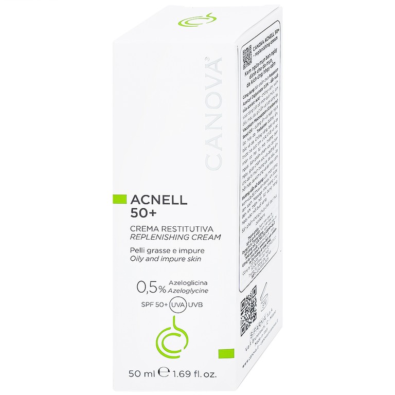 Kem ngừa mụn ban ngày Canova Acnell 50+ giúp chăm sóc và dưỡng ẩm cho da bị mụn, da kích ứng và da nhạy cảm (50ml)