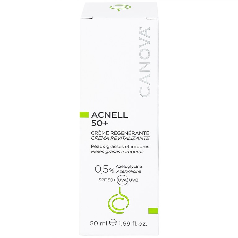 Kem ngừa mụn ban ngày Canova Acnell 50+ giúp chăm sóc và dưỡng ẩm cho da bị mụn, da kích ứng và da nhạy cảm (50ml)