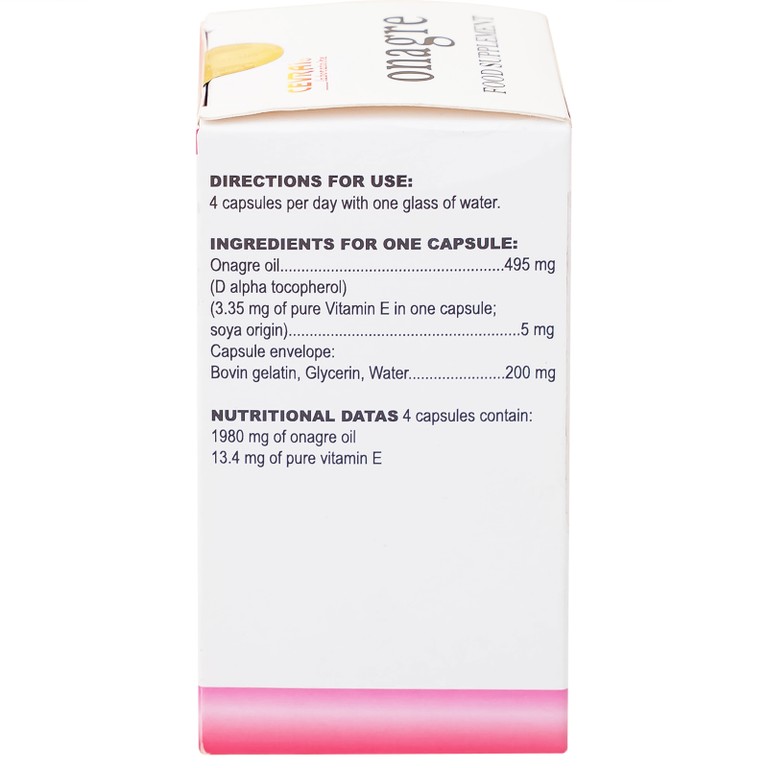 Viên uống Onagre Cevrai hỗ trợ giảm quá trình oxy hóa, giúp cải thiện độ ẩm cho da, giúp da sáng đẹp (60 viên)