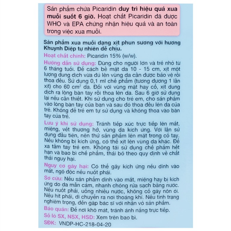 Xịt xua muỗi Remos hương Khuynh Diệp xua muỗi suốt 6 giờ cho bé từ 6 tháng tuổi (70ml)