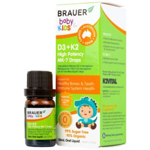 Siro Brauer Baby Kids D3+k2 High Potency MK-7 Drops bổ sung vitamin D3 và vitamin K2 (10ml)