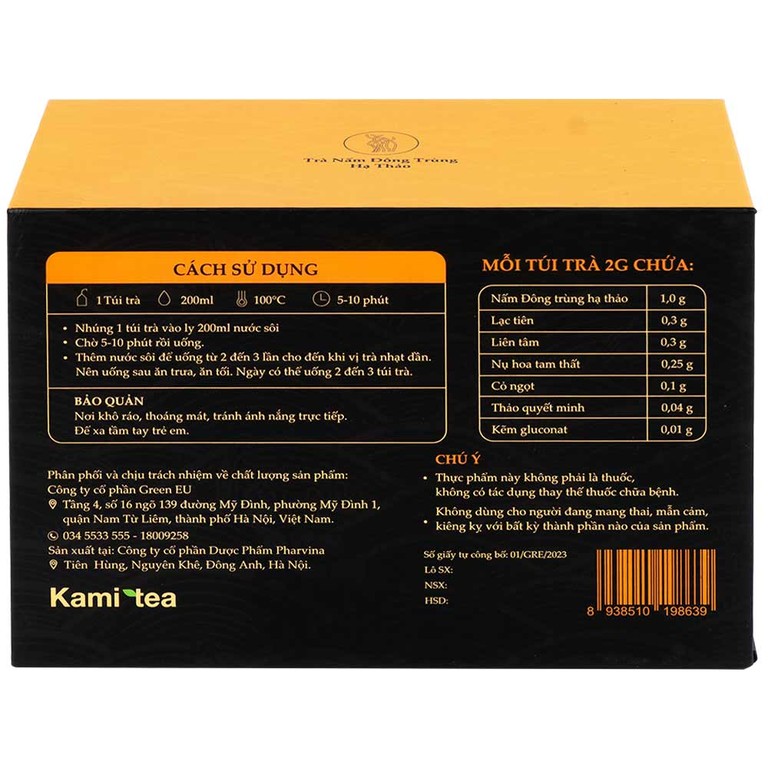 Trà Thảo Dược Nấm Đông Trùng Hạ Thảo Kami Tea (20 túi x 2g)