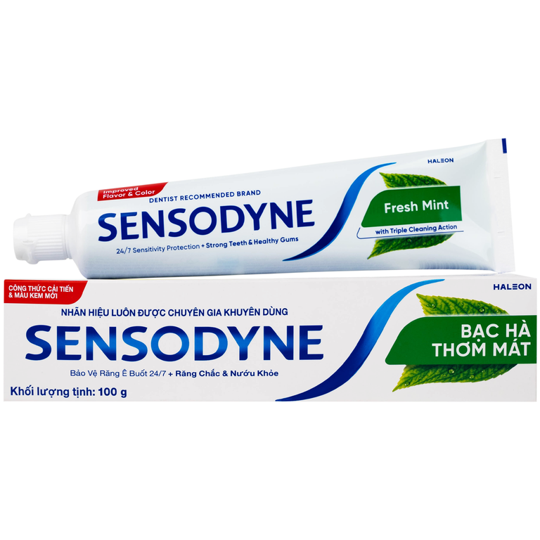 Kem đánh răng Sensodyne Fresh Mint bạc hà the mát, bảo vệ răng ê buốt mỗi ngày (100g)