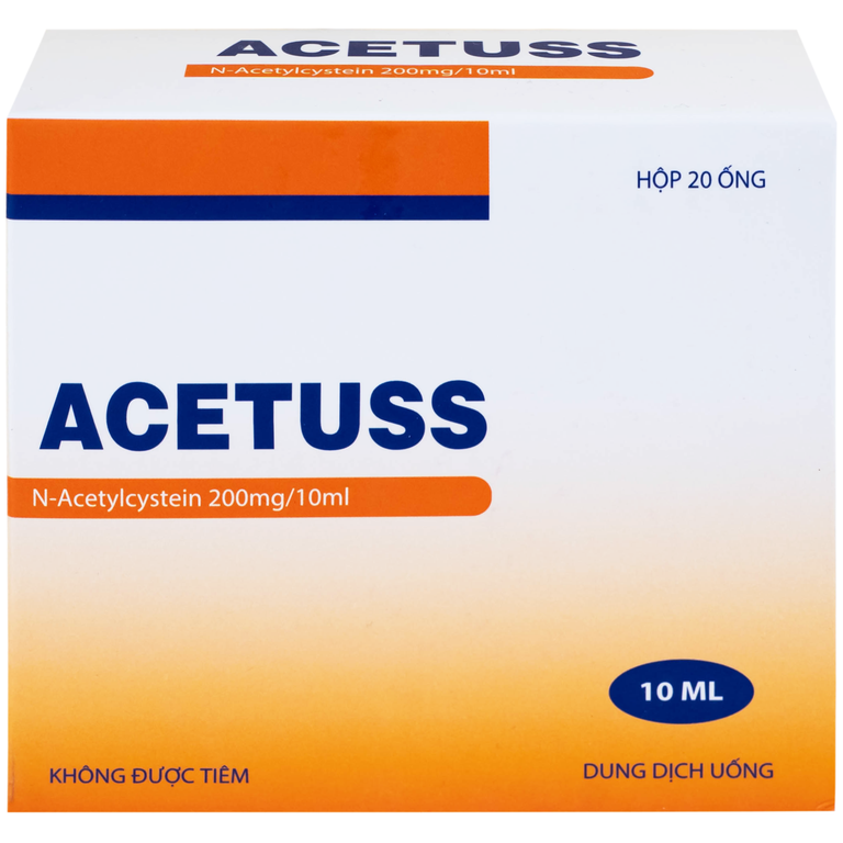 Dung dịch uống Acetuss Hà Nam tiêu nhầy trong bệnh viêm phế quản, bệnh nhầy nhớt (20 ống)