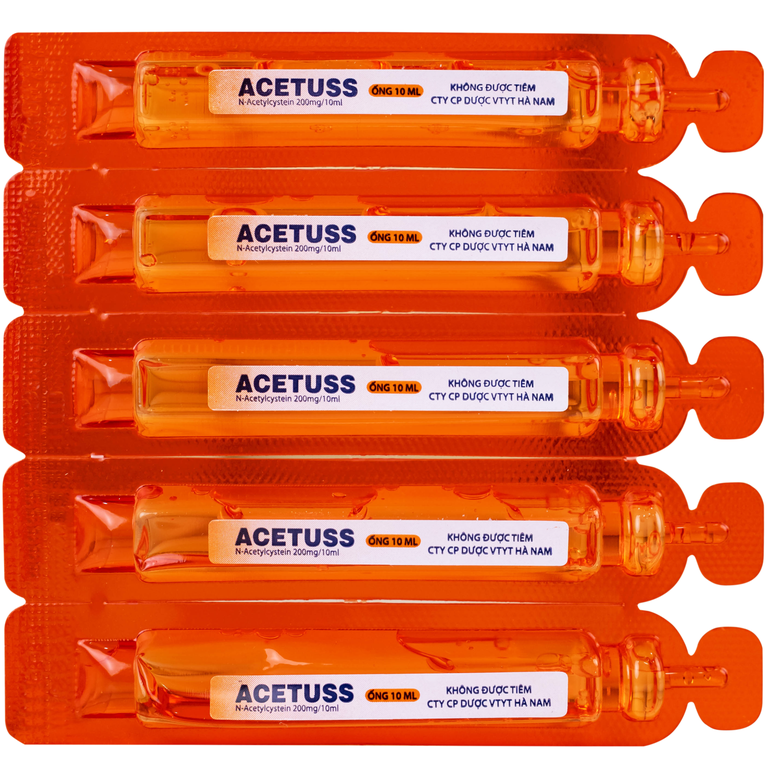 Dung dịch uống Acetuss Hà Nam tiêu nhầy trong bệnh viêm phế quản, bệnh nhầy nhớt (20 ống)