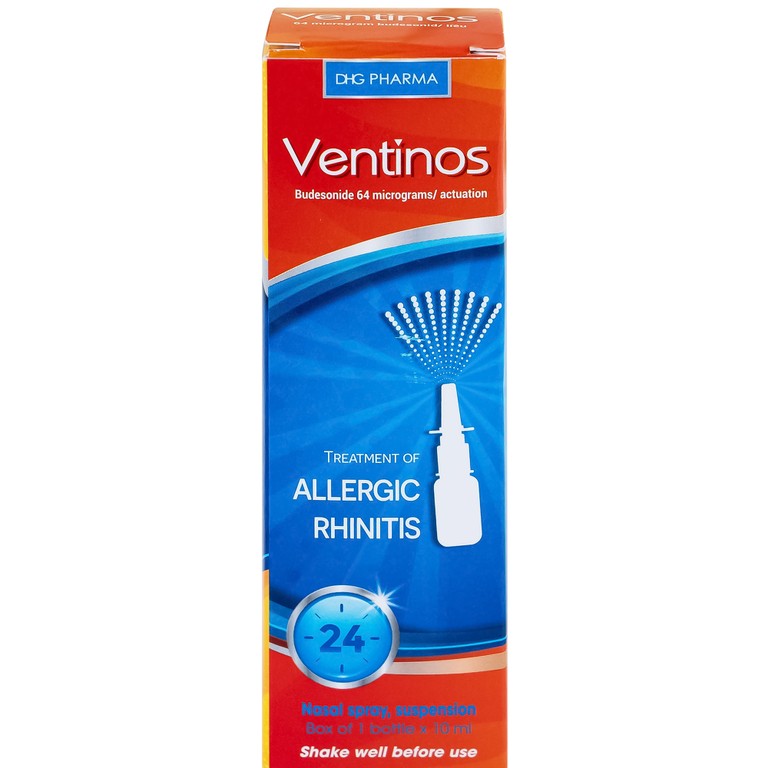 Thuốc Ventinos 64mcg DHG điều trị và phòng ngừa các dấu hiệu và triệu chứng của viêm mũi dị ứng (10ml)