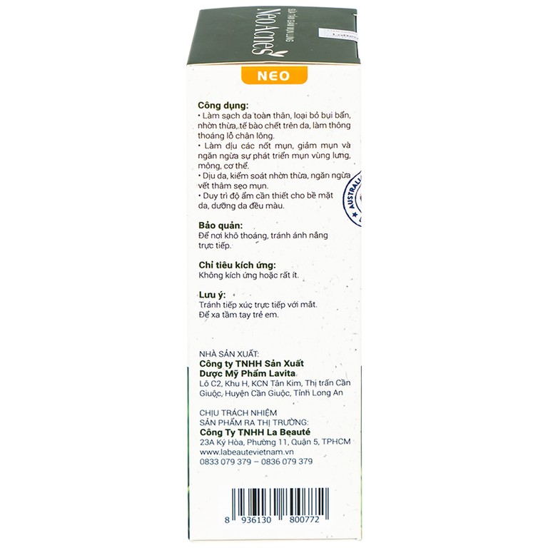 Sữa tắm Neo Acness giảm mụn lưng tinh chất tràm trà (250ml)