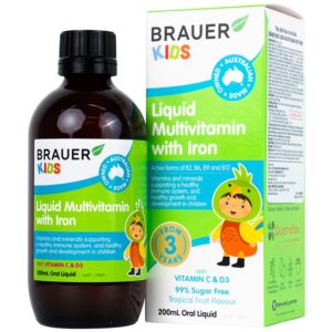 Siro Brauer Kids Liquid Multivitamin with Iron bổ sung vitamin và khoáng chất cho trẻ (200ml)
